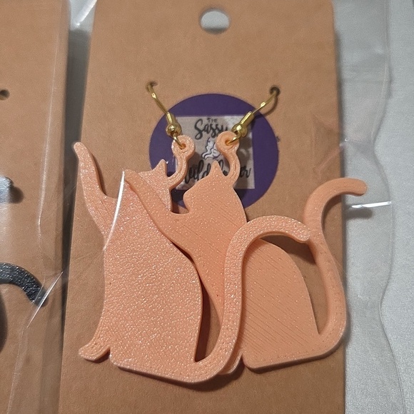 Hand Crafted Jewelry - Cat Earring Choice of 3 Colors